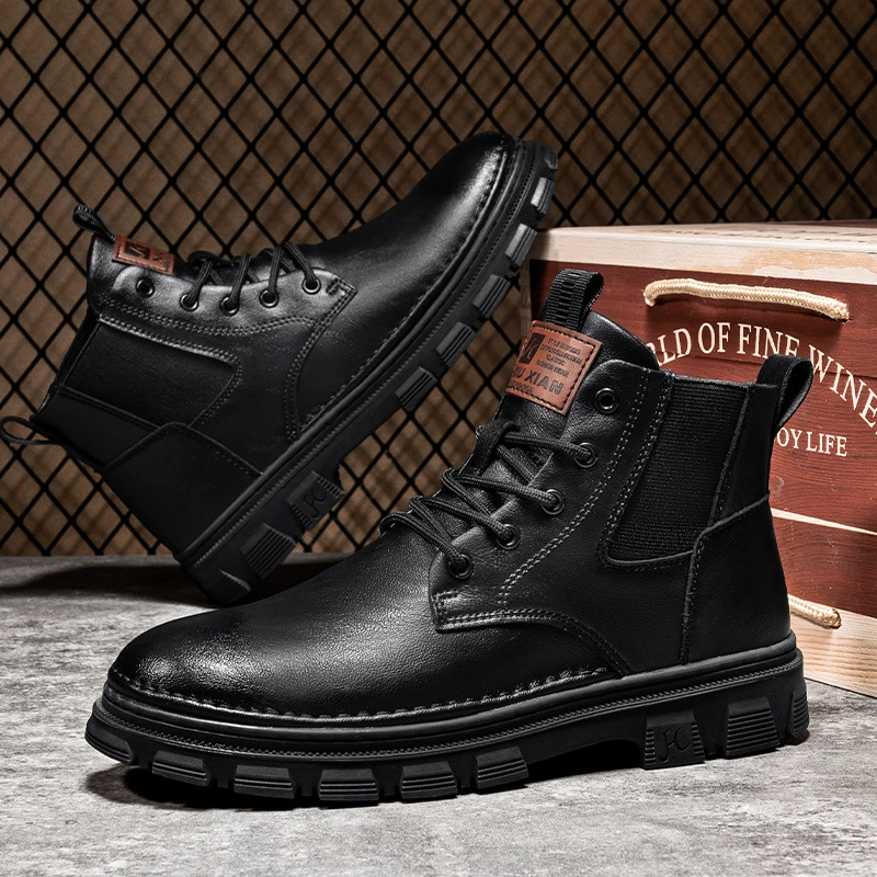 Мужские сапоги Martin осень новая высокая банда толстая подошва увеличена мужские сапоги на открытом воздухе ретро спортивные и повседневные мужские сапоги