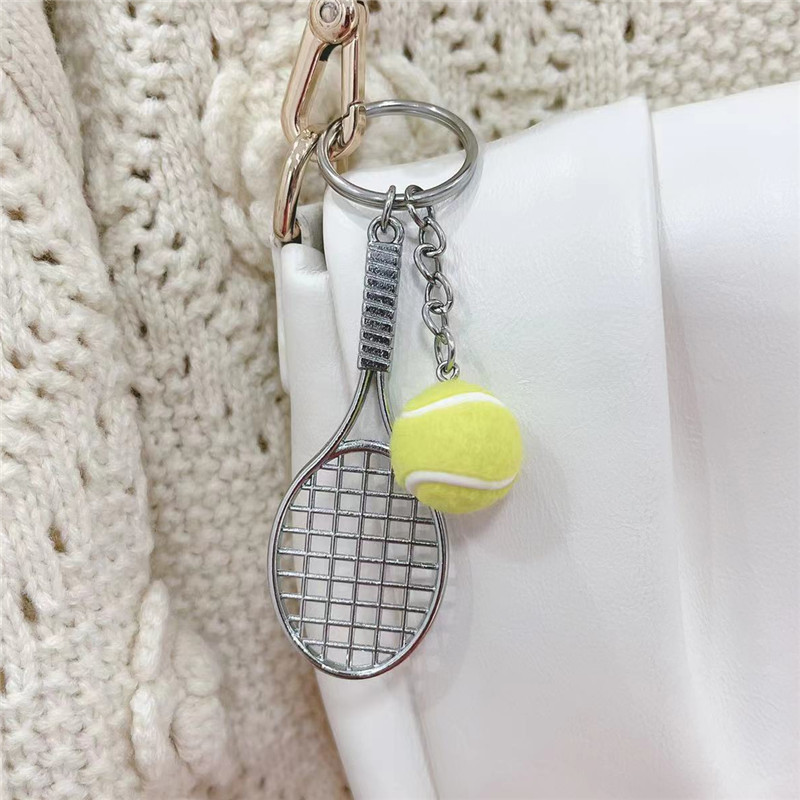 20g Weight Keychain Classification Daily, Sports Occasion Pu Leather Material Baseball, Tennis Racket Pattern Unisex Gender Simple Style Style Simple Style Baseball Tennis Racket Pu Leather Unisex Keychain 11