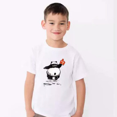 Summer Cross-border E-commerce Source Children's Clothing Panda Print Round Neck Comfortable Short-sleeved Pure Cotton T-shirt Underwear 