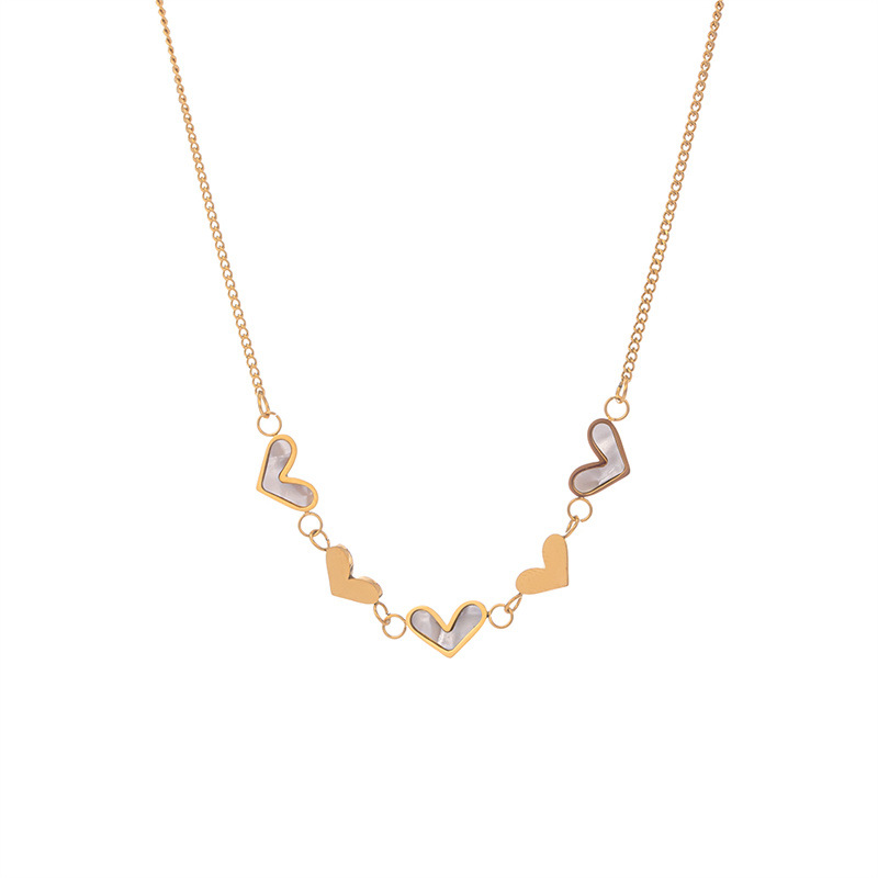 5g Weight Costume Props Event & Party Supplies Sweet Heart Shape Titanium Steel Inlaid Shell Necklace