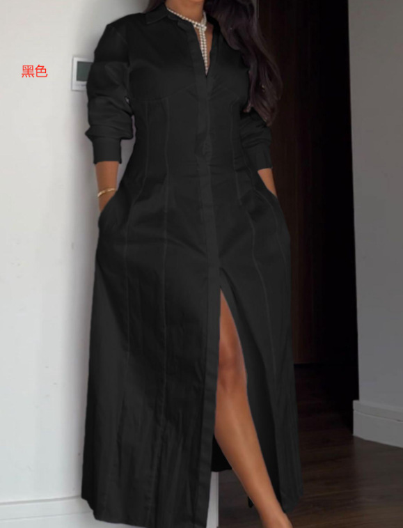 Women's Resort Casual Long-Sleeve Maxi Dress