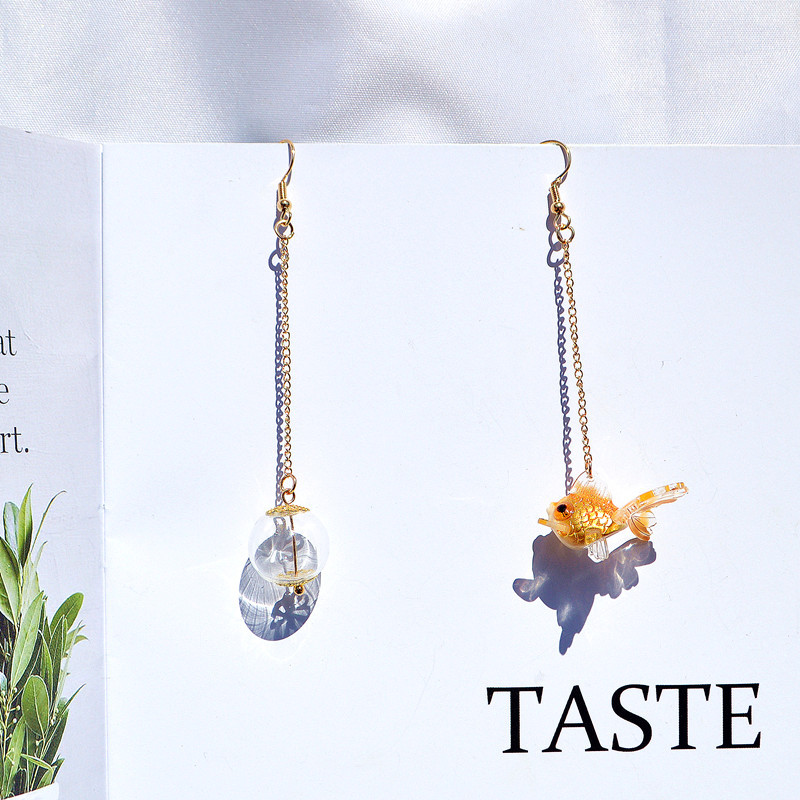 10g Weight Earrings Event & Party Supplies Chinoiserie Fish Resin Asymmetrical Women's Drop Earrings 1 Pair