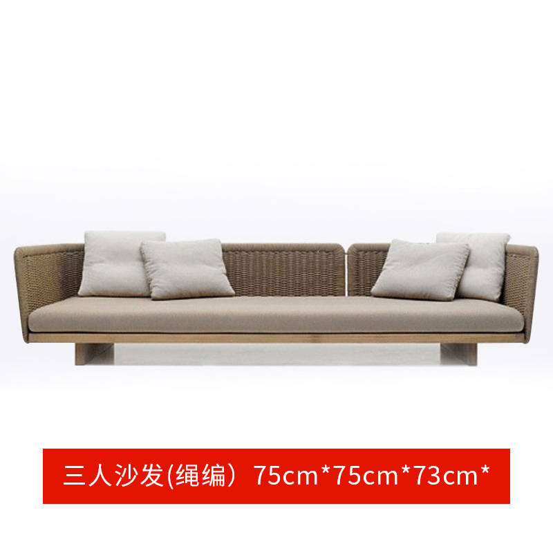 Sofá de ratán combinación patio al aire libre jardín terraza ocio nórdico al aire libre teca silla de ratán sofá