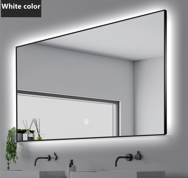 方形LED灯镜厂家直营背发光智能镜铝合金边框镜高清玻璃ins浴室镜-阿里巴巴