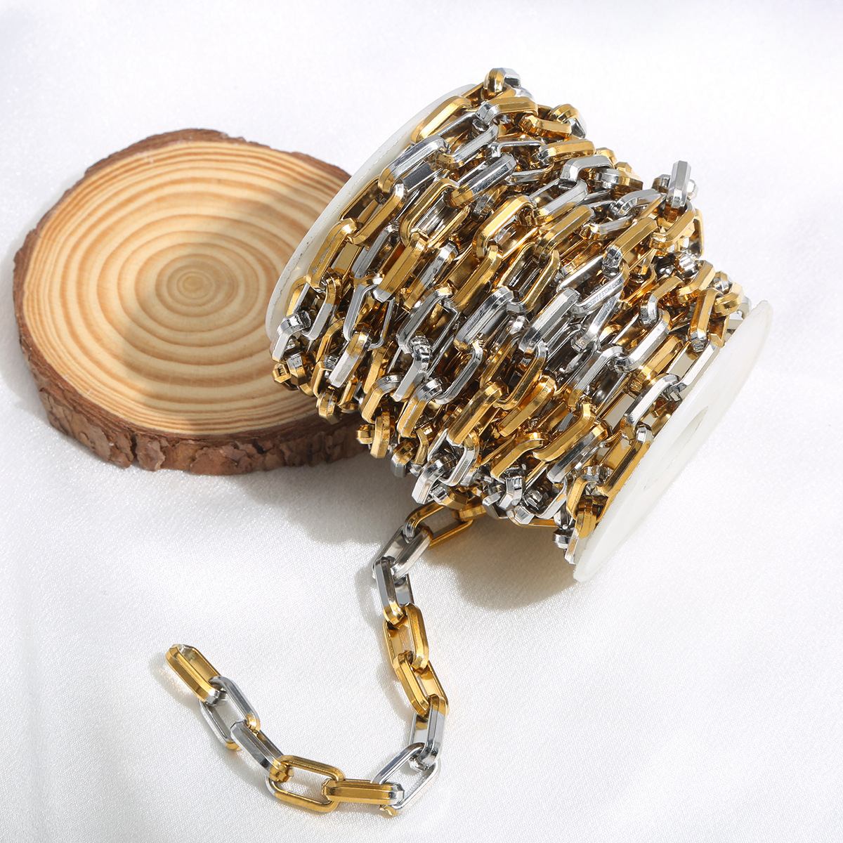 Accesorios de cadena DIY hechos a mano de acero inoxidable entre oro dorado color de acero 9mm collar de cadena trapezoidal accesorios de material de cadena