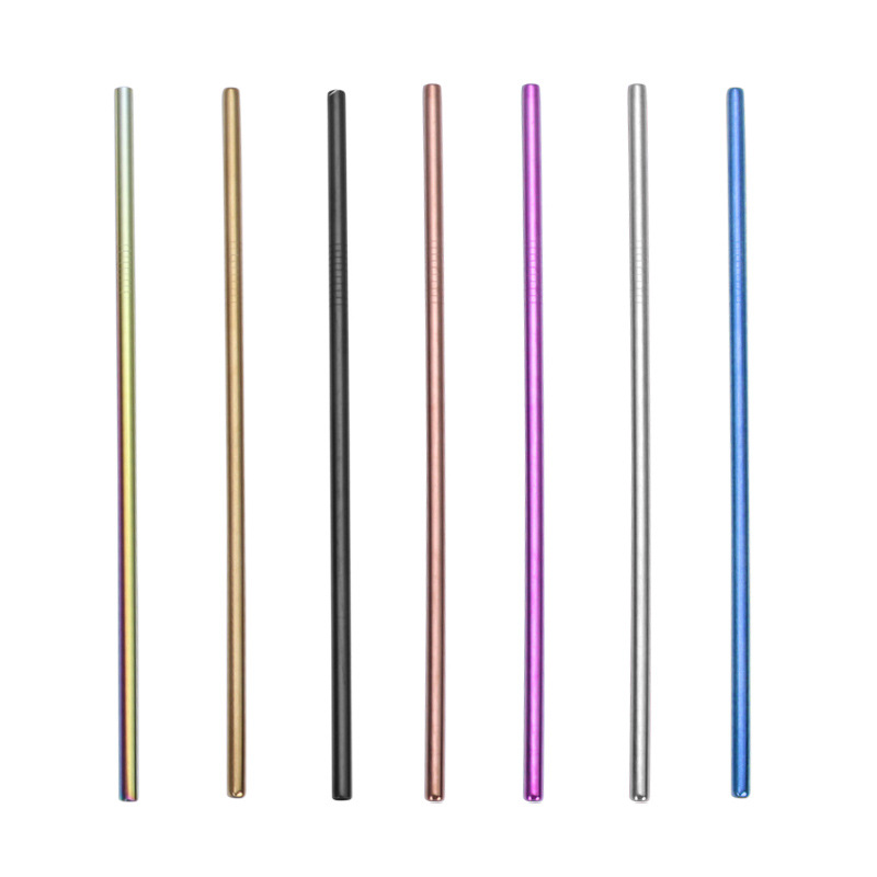 Traje de paja de acero inoxidable 304 especial transfronterizo de Amazon de color chapado en titanio tubo de bebida de metal café leche té paja