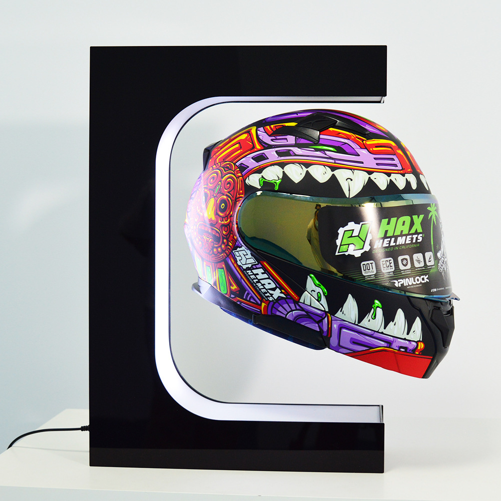 磁悬浮头盔吹护机展示架LED灯旋转摆件新奇创意广告宣传工厂批发