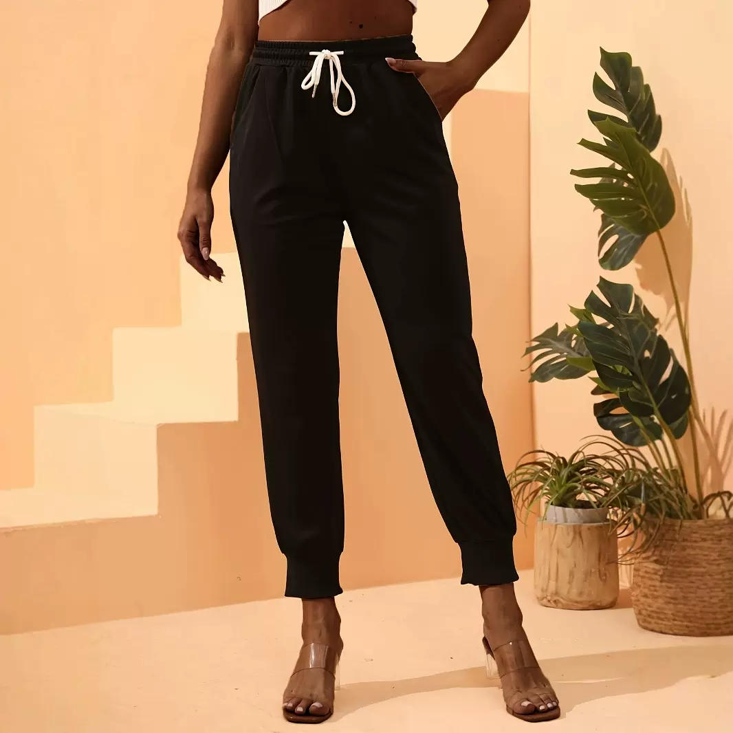 亚马逊跨境欧美外贸秋季新款纯色休闲时尚女装长裤