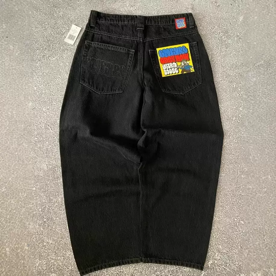 跨境欧美潮牌刺绣牛仔裤男高街设计感滑板裤宽松百搭显瘦直筒裤潮