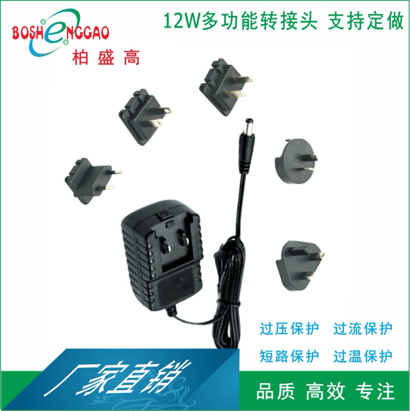 12W Plug Interchangeable Adapter Led Massager 12V1A Power Plug Interchangeable Ccc Australian Standard