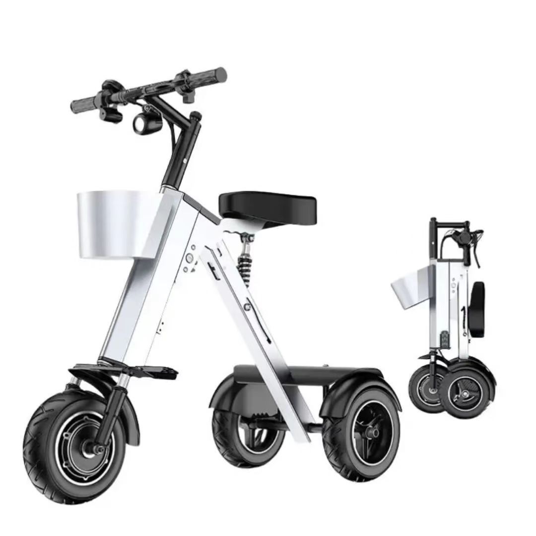 Cross-Border Folding Electric Vehicle, Aluminum Alloy Mobility Scooter, Power-Assisted Electric Tricycle, Small Household Electric Vehicle, Car-Mounted Battery-Powered Vehicle