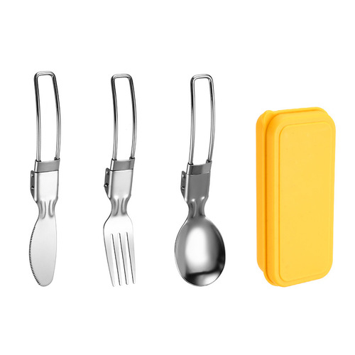 New product 304 stainless steel folding tableware knife, fork and spoon set outdoor picnic camping portable tableware foldable spoon