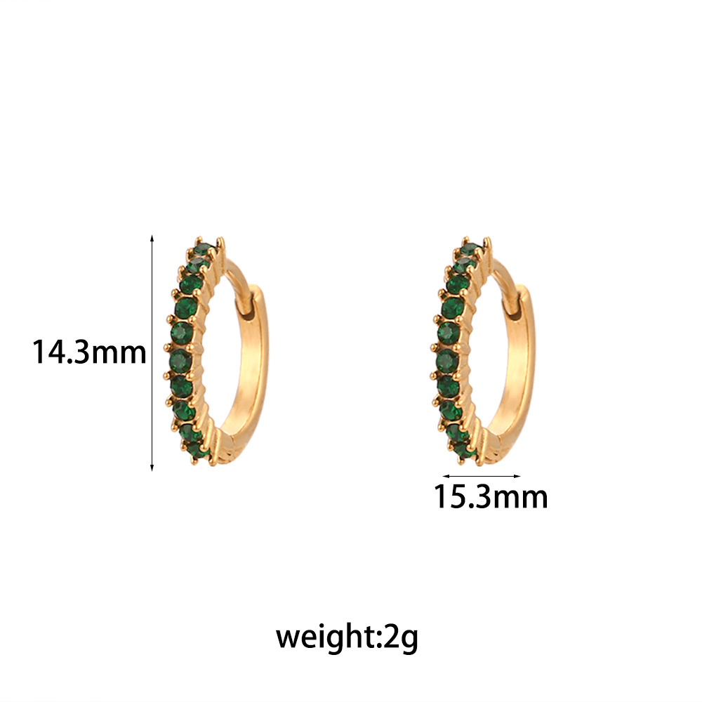 Fashion Circle Stainless Steel Plating Inlay Zircon Hoop Earrings 1 Pair display picture 1