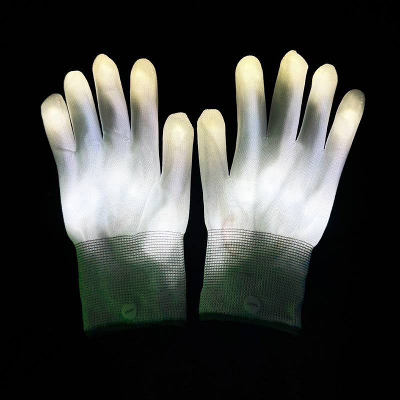guantes luminosos coloridos LED fiesta juguetes flash atmósfera Halloween bar espectáculo nocturno guantes LED props