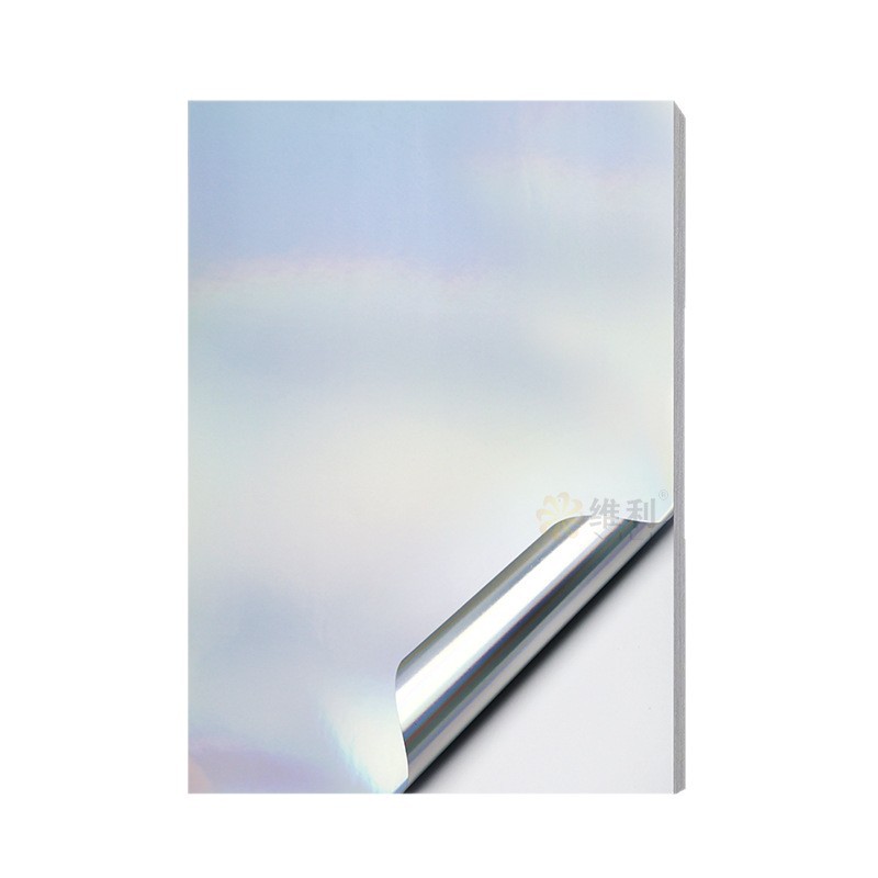 Etiquetas adhesivas láser personalizadas, pegatinas de sellado de vinilo holográfico plateado liso para inyección de tinta, papel impreso personalizado