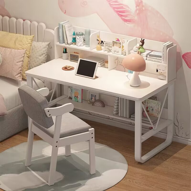 Desk Bookshelf Integrated Computer Office Table Girls' Bedroom Home Simple Writing Learning Table and Chair for Primary and Secondary School Students