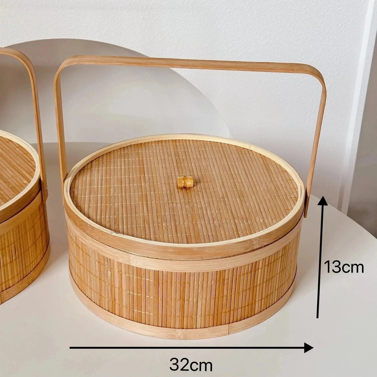 Cesta Floral Octagonal Portátil de Bambú Tejido para Festival del Medio Otoño image 12
