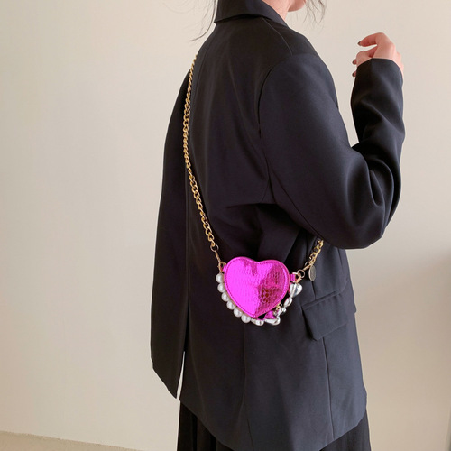 Mini bag  spring new style bundy bag fashionable pearl patent leather love handbag crossbody small waist bag
