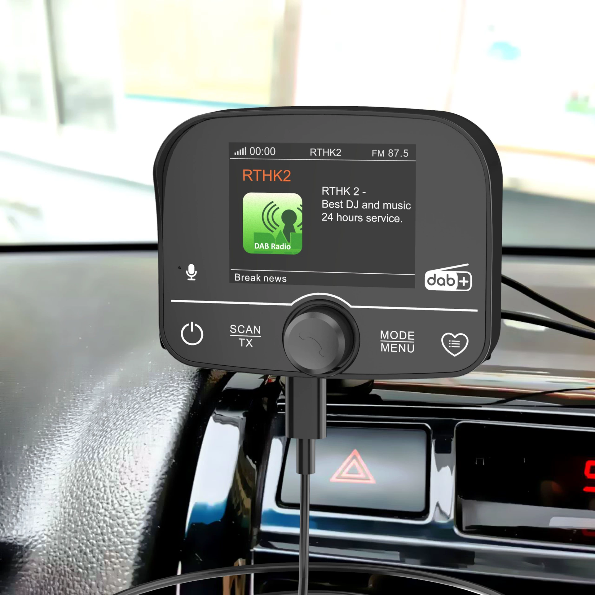 Трансграничный источник Производитель автомобиля DAB радиоприемник DAB 2,4-дюймовый цветной экран Bluetooth плеер FM-передатчик