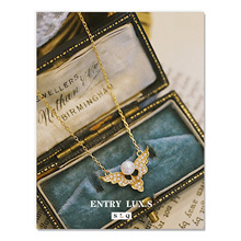 日系轻奢s925银天使之翼珍珠项链女网红潮流小众设计气质锁骨链