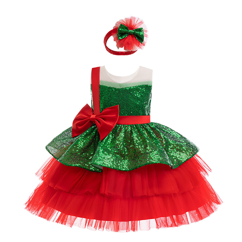 Europa y América vestidos de Navidad vestidos de niñas vestidos sin mangas vestidos de pañuelos vestidos de mallas vestidos de pastel vestidos de Navidad