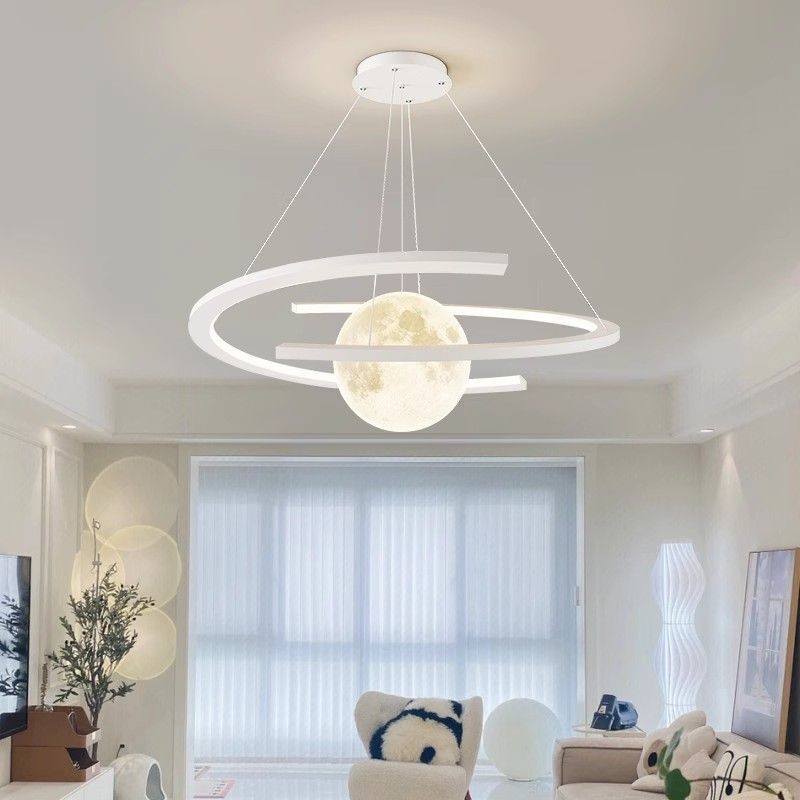 Nordic Creative Moon-Shaped Living Room Chandelier, Modern and Simple, Elegant for Hall, Dining Room, Children's Room, Bedroom, Zhongshan Lighting Fixtures
