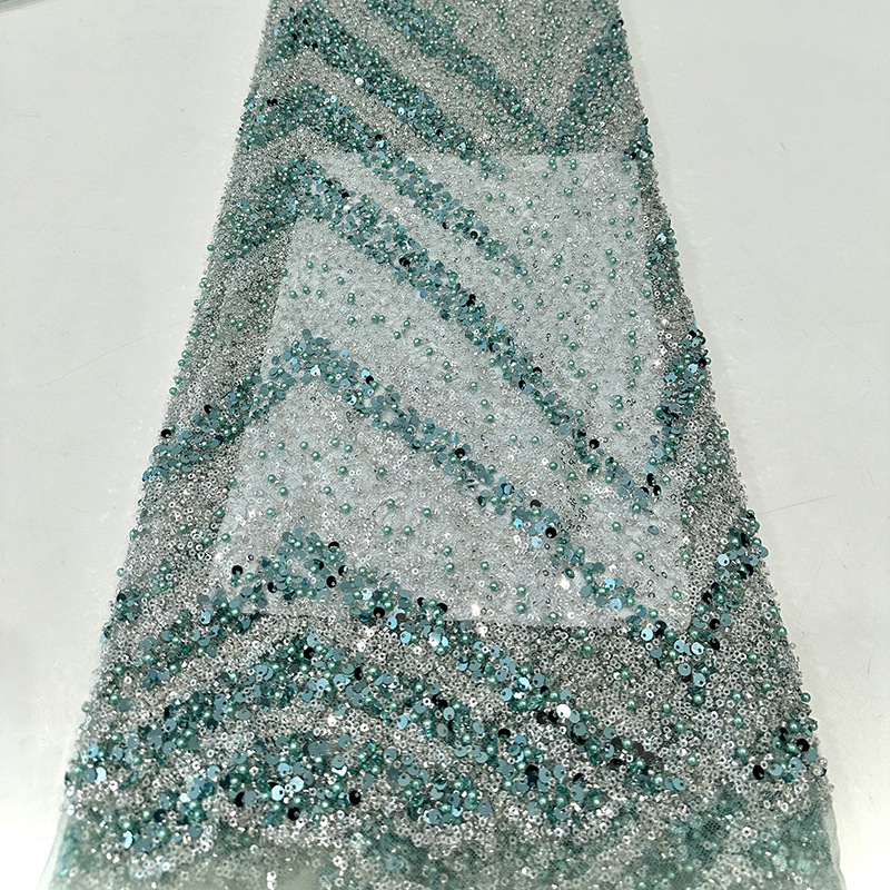 Tejido bordado estriado cuentas sequinado cuentas tubo bordado tela de alta gama vestido de noche vestido de escenario tela bordada image 11