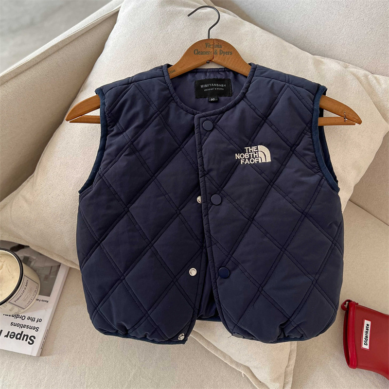 Limón salado siete niños otoño e invierno nuevos productos chaleco rombo japonés chaleco cálido chaqueta de chaleco acolchada para bebé estilo occidental