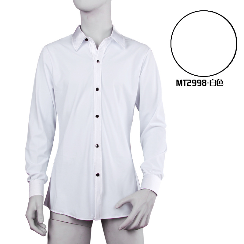 White placket shirt collar without crotch