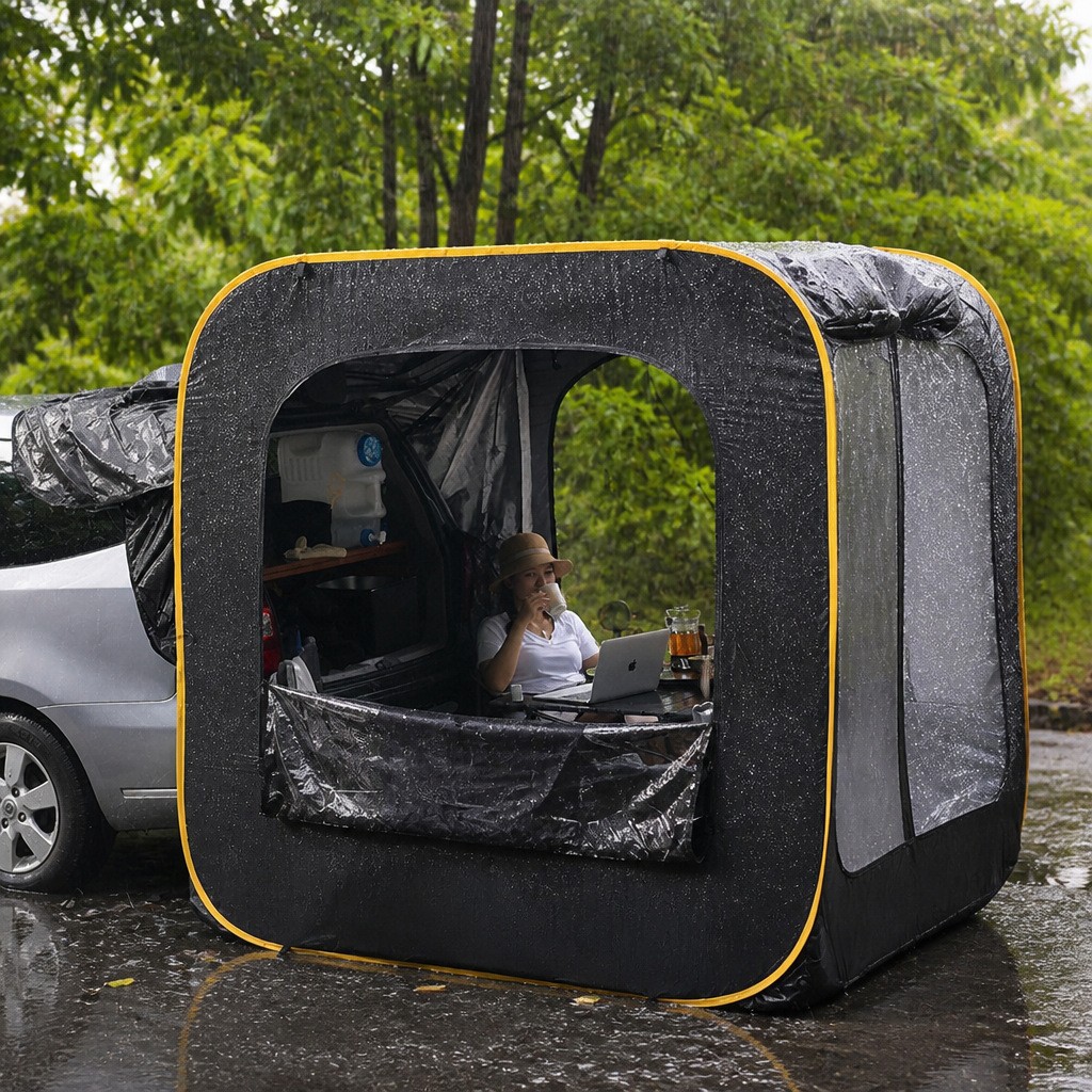 Cross-border new pop-up foldable portable outdoor camping car tail tent waterproof sunshade SUV camping