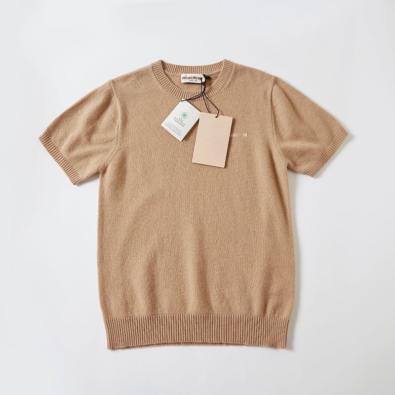 高バージョン春秋iu家の女性は、丸首の半袖ウールのカシミヤのミュウミュウミュウミュウのニットです。