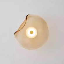 轻奢后现代设计师玄关卧室床头装饰圆形背景墙不规则玻璃飞碟壁灯