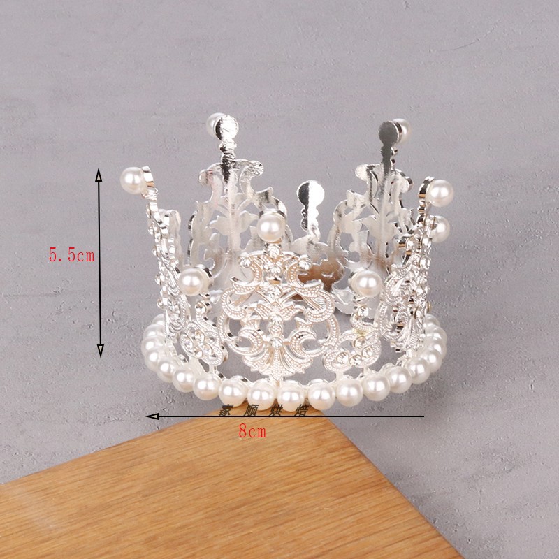 Ventas calientes de corona de cumpleaños de la reina torta decoración horneado adornos de perlas redondas flores de novia corona al por mayor