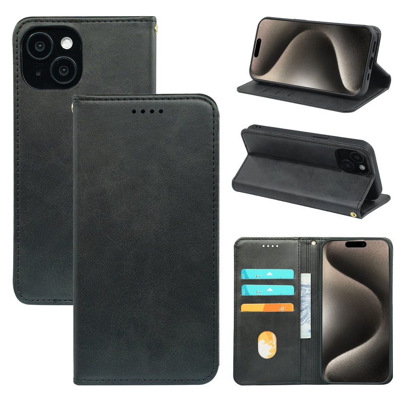 For Apple 16promax Mobile Phone Leather Case iPhone11 Flip Type 14plus Calfskin Mobile Phone Protective Case