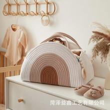 跨境编织收纳篮大容量婴儿尿不湿玩具储物筐大容量妈咪包手提篮