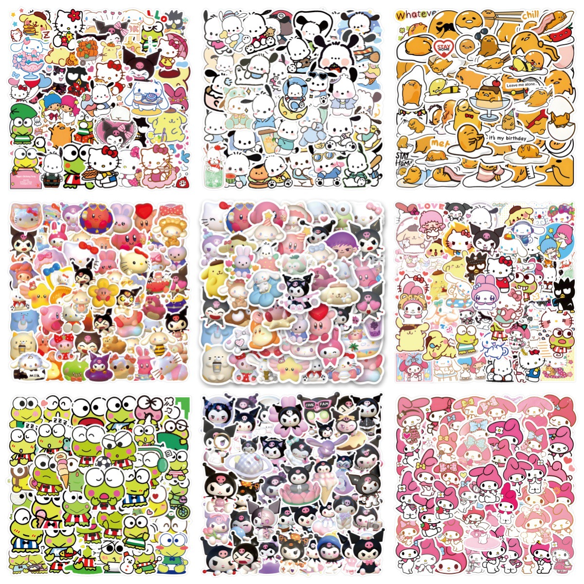 60张多款可爱卡通三丽鸥贴纸手账装饰diy文具手机笔记本贴画
