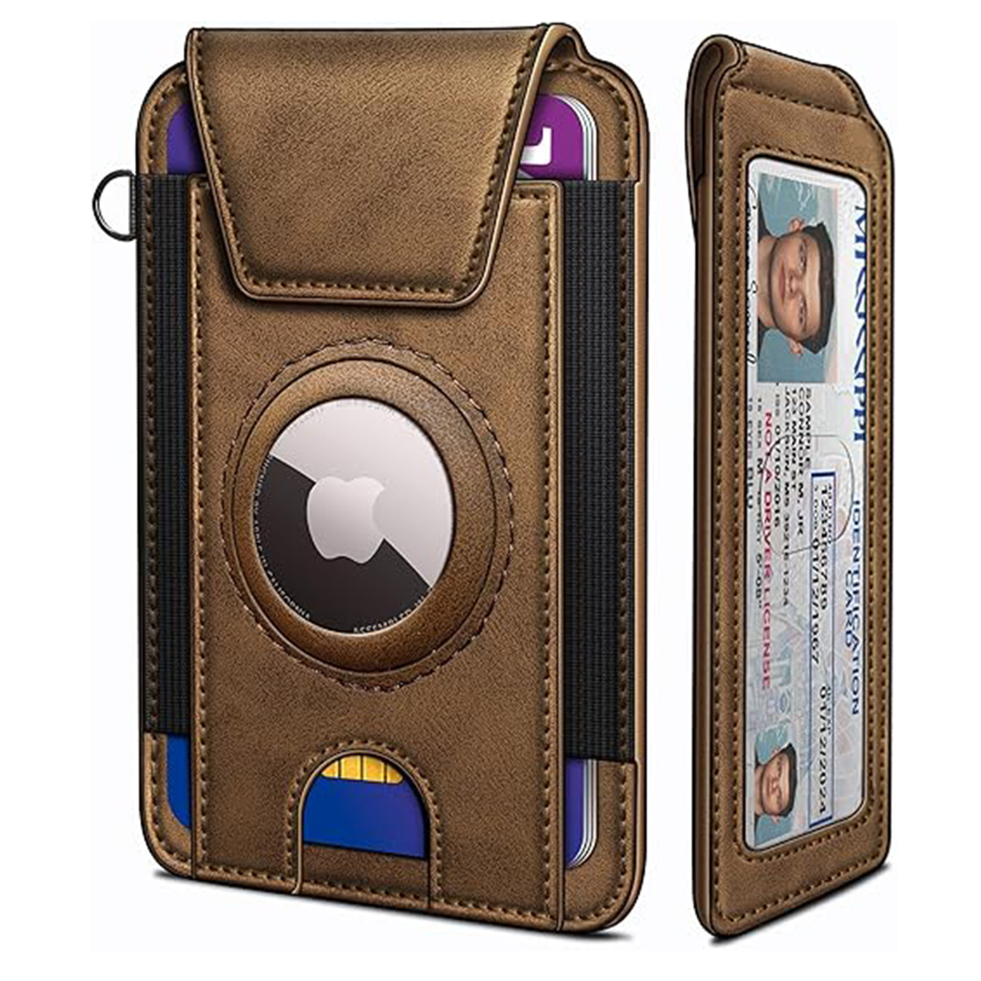 Amazon ligero AirTag bolsa de tarjetas magnéticas con tarjetas de identificación bit cartera de cuero flip bolso de tarjetas de hombre ultra delgado