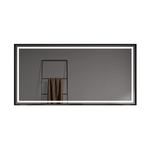 Square aluminum frame anti-fog toilet bathroom mirror led body induction luminous mirror wall hanging smart mirror touch