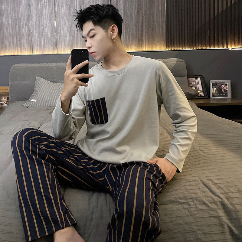 2025 New Men's Pajamas for Spring & Fall, Soft, Skin-Friendly, Moisture-Wicking and Sweat-Wicking for Teenagers to Wear at Home and Outside