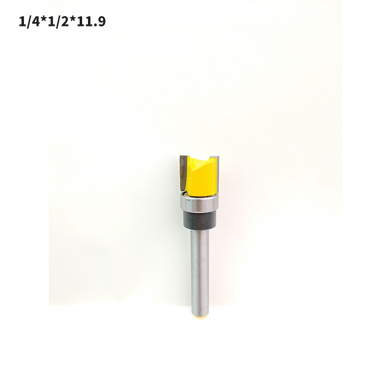 1/4柄仿型直刀带轴承木工铣刀具双刃轴承直刀雕刻刀修边刀开槽雕|undefined