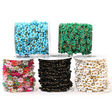 镀金不锈钢彩色水晶花珠链手工金链 DIY时尚项链手链配件跨境批发