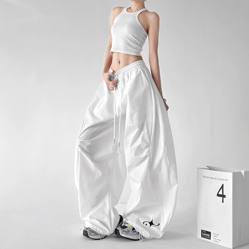 Trendy Street Dance Jazz Dance Sports Pants Unisex Summer Drawstring Pleated Loose Parachute Pants Quick-Dry Cargo Pants Trendy Street Dance Jazz Dance Sports Pants Unisex Summer Drawstring Pleated Loose Parachute Pants Quick-Dry Cargo Pants