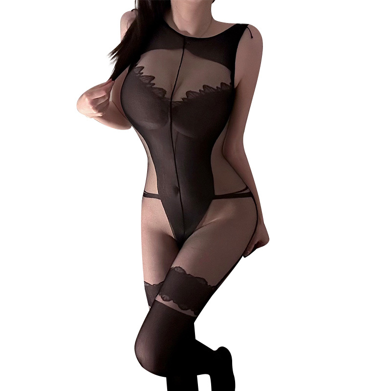 Lencería sexy, medias, mono, rasgado, tentación, traje de sexo provocativo transparente, perspectiva apasionada, uniforme de talla grande