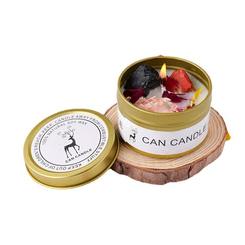 Amazon best-selling galvanized iron can dried flowers crystal natural stone aroma candle home decoration decorative item gift set wholesale