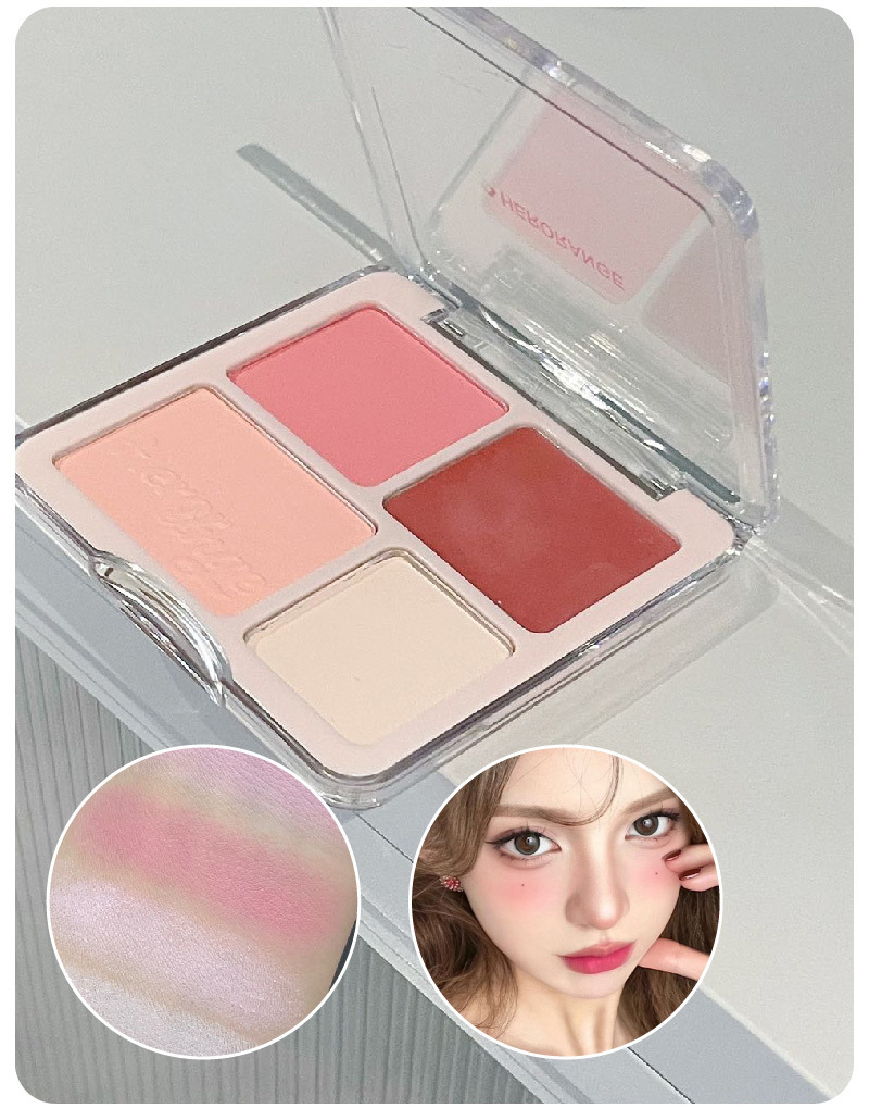 HERORANGE~ Heart-to-Heart Love Blush High Disc Natural Nude Makeup Face Brightening and Swelling Color Contouring All-in-one Disc undefined