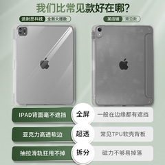 Thin and light detachable protective case with pen slot, can be used horizontally and vertically with multiple stands, suitable for iPad, transparent acrylic tablet, anti-bending