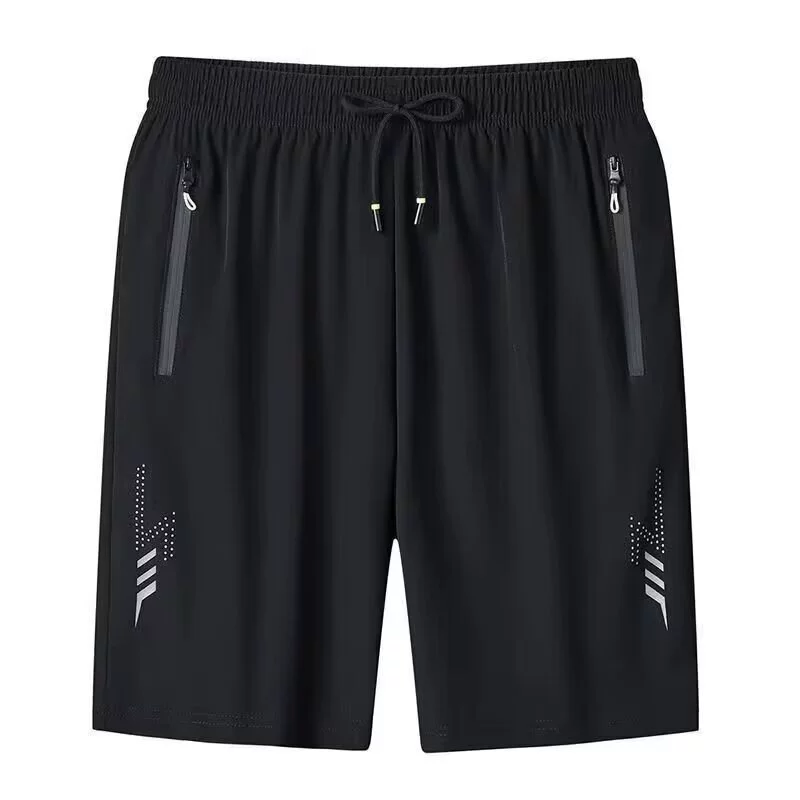 Свободные летние ультратонкие мужские шорты из ледяного шелка больших размеров, эластичные дышащие быстросохнущие спортивные шорты мужские