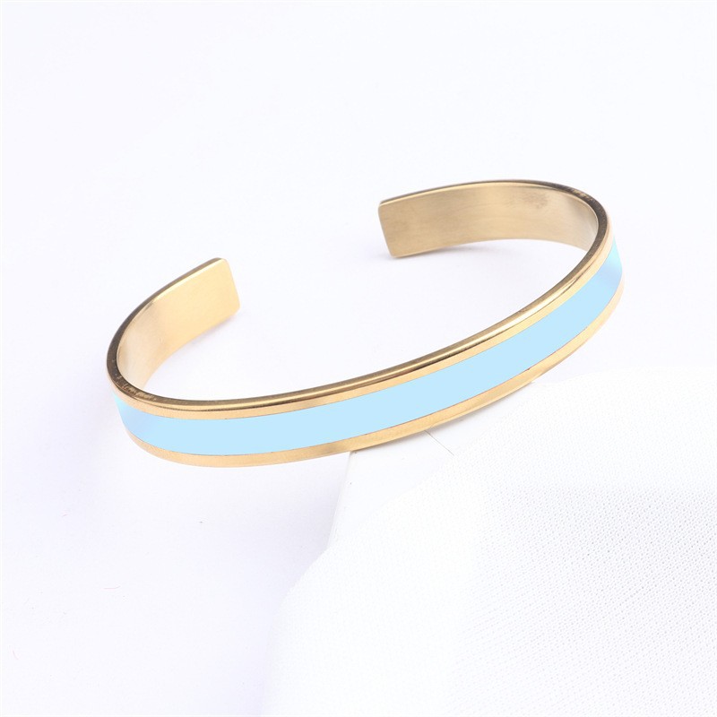 Fashion C Shape Stainless Steel Enamel Bangle display picture 3