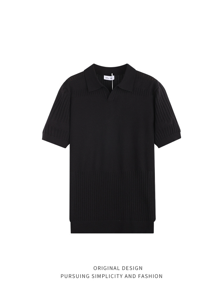 Nuevo polo de punto camiseta de manga corta camiseta de alto nivel camiseta de moda casual camiseta de media manga camiseta de polo para hombre