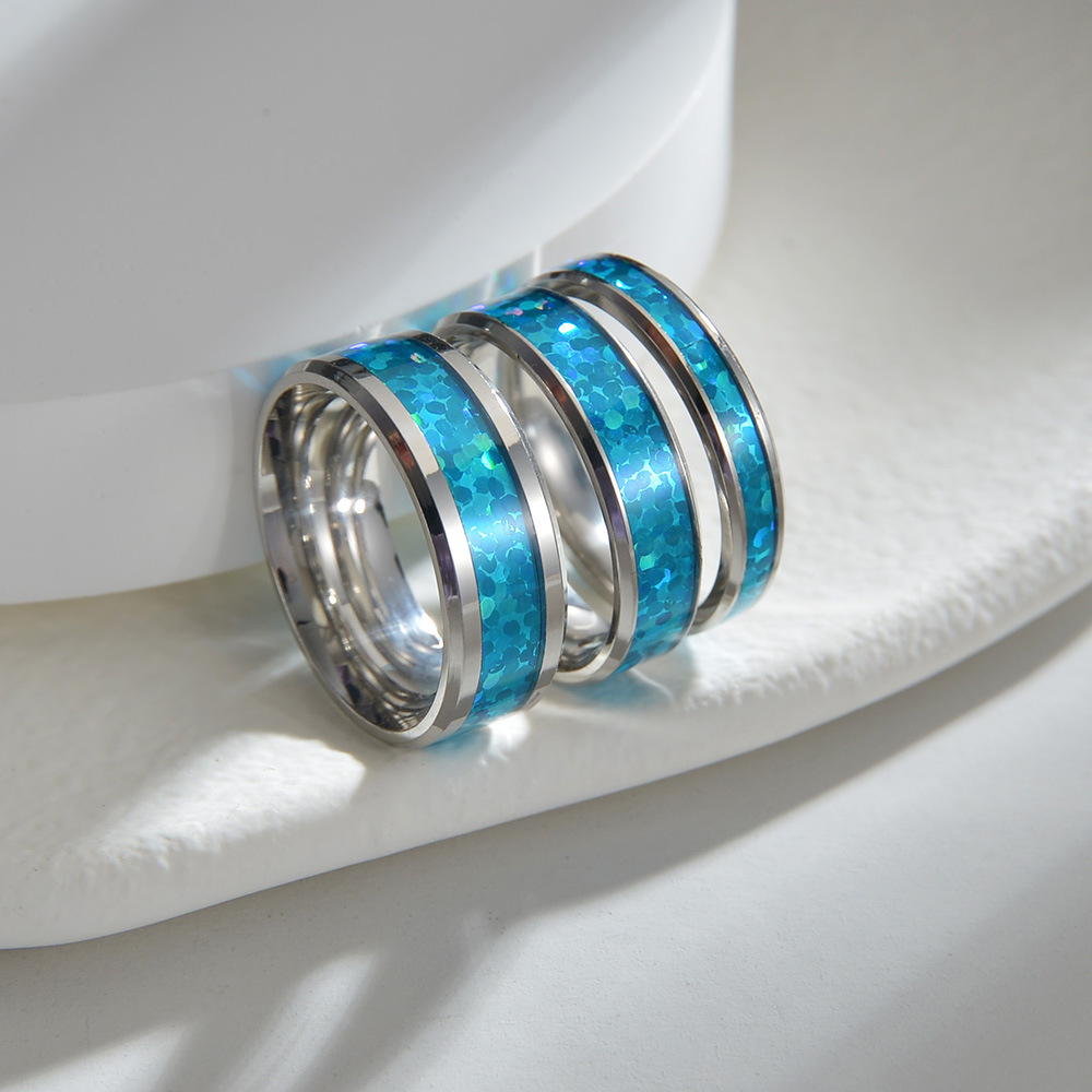 Rings Classification Fashion Round 201 Stainless Steel Enamel Unisex Rings